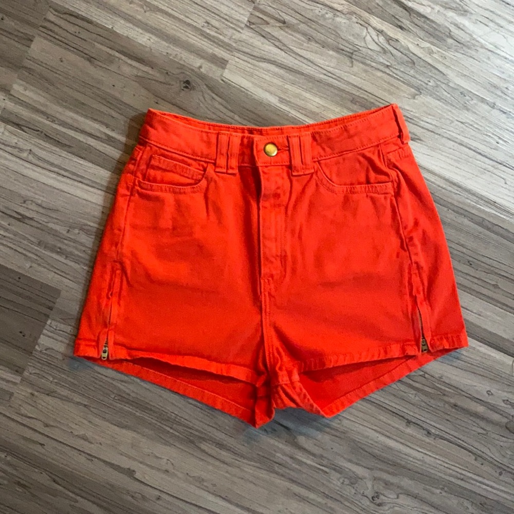 American Apparel red zipper shorts